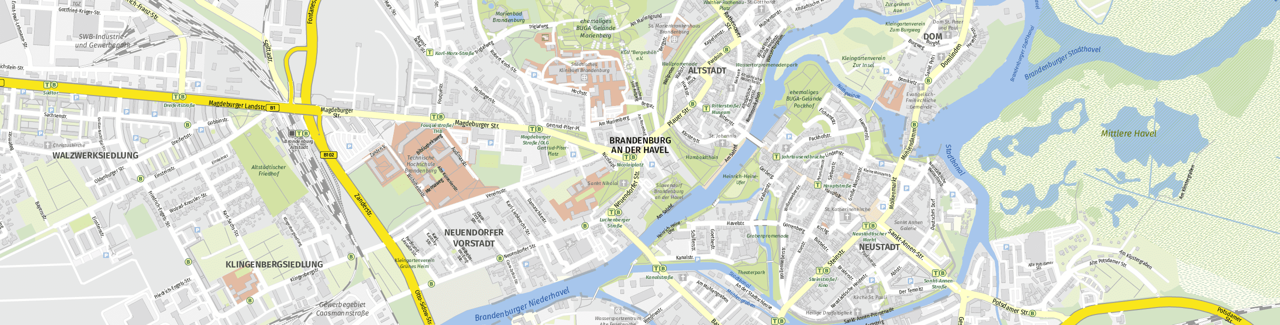 Stadtplan Brandenburg an der Havel zum Downloaden.