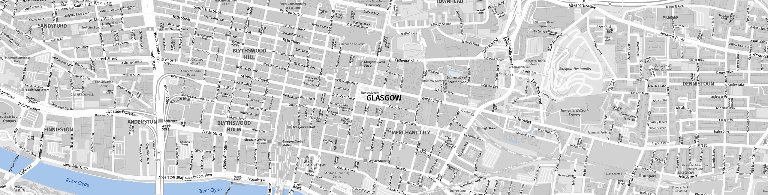 Stadtplan Glasgow zum Downloaden.