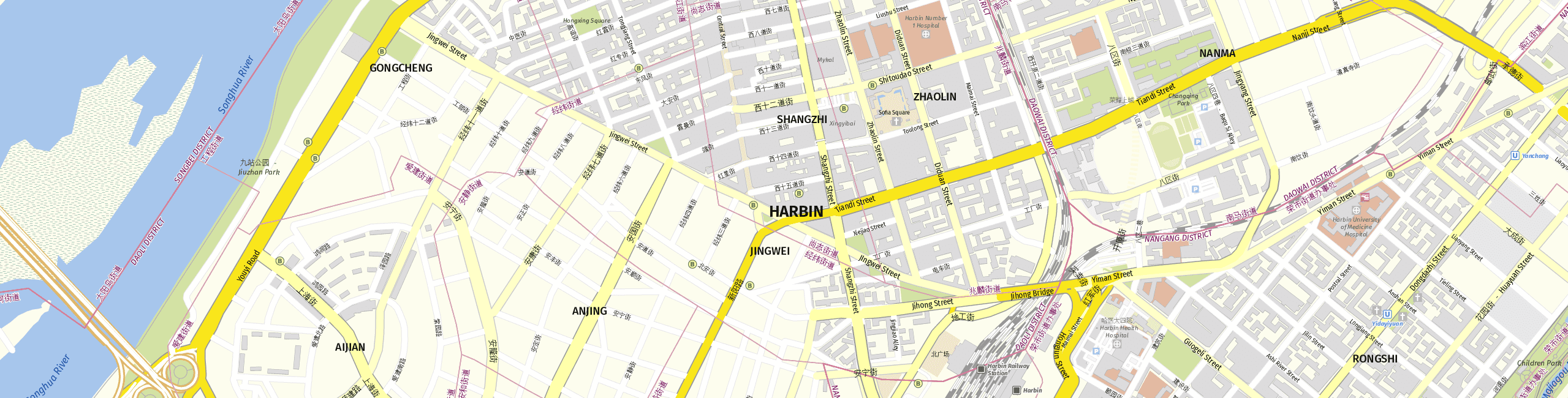 Stadtplan Harbin zum Downloaden.