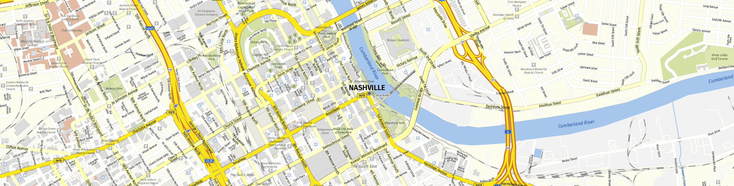 Stadtplan Nashville zum Downloaden.