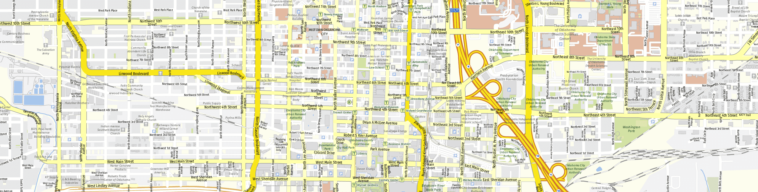 Stadtplan Oklahoma City zum Downloaden.