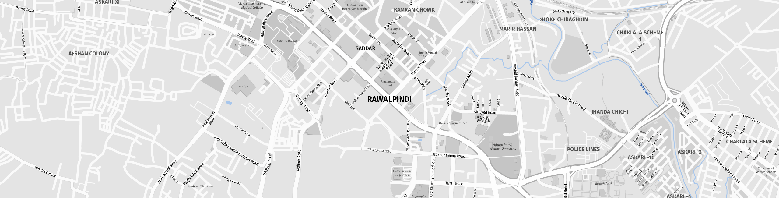 Stadtplan Rawalpindi zum Downloaden.