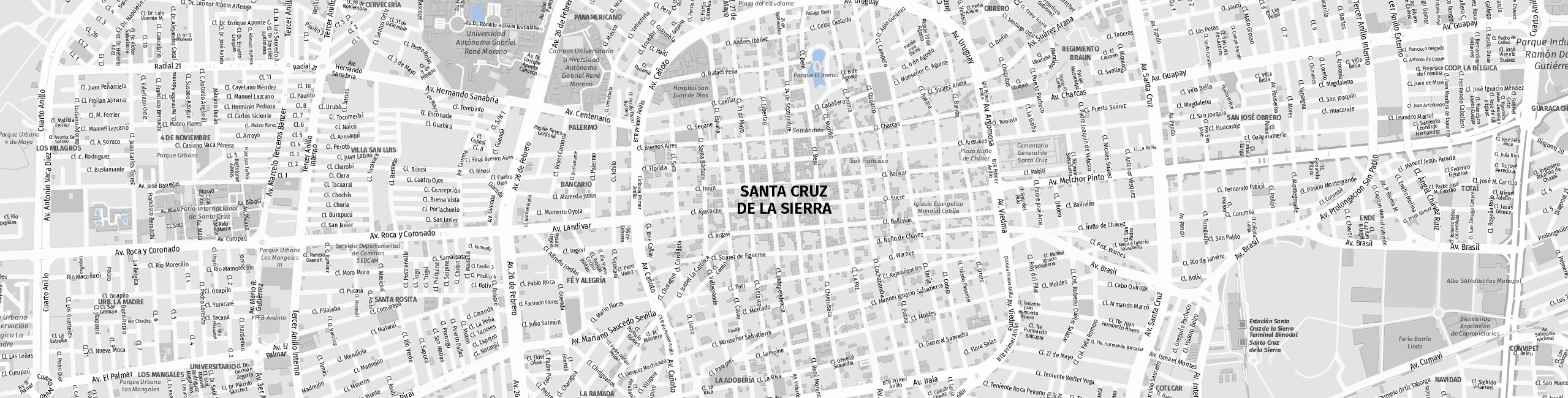 Stadtplan Santa Cruz de la Sierra zum Downloaden.