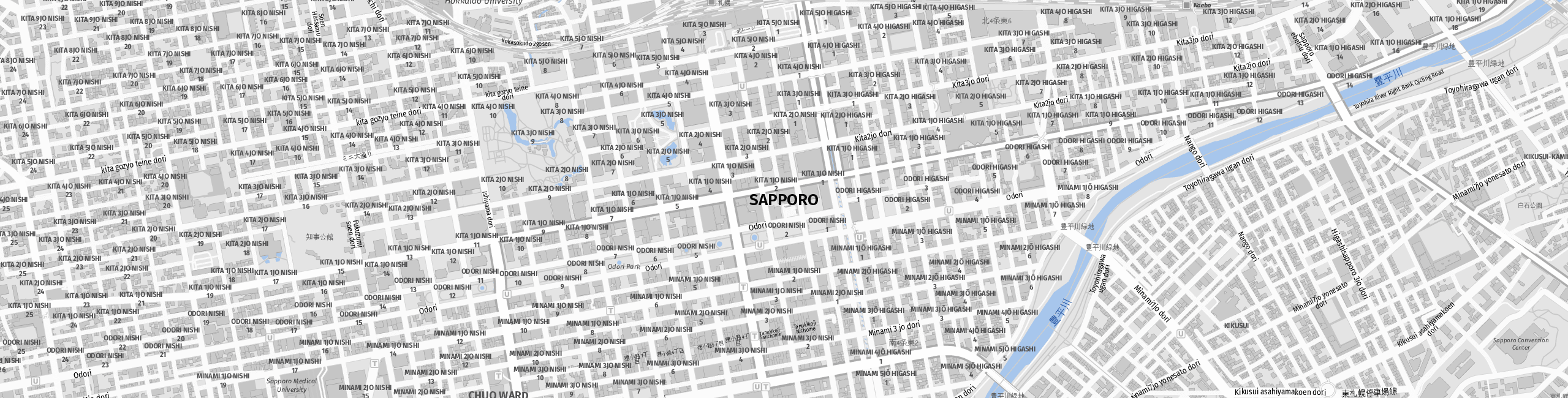 Stadtplan Sapporo zum Downloaden.