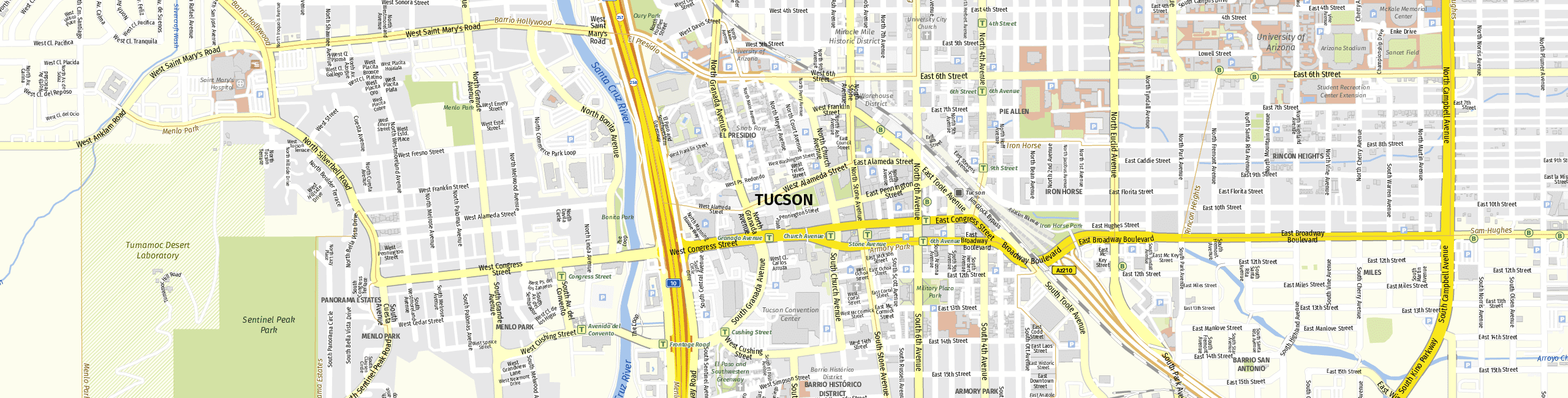 Stadtplan Tucson zum Downloaden.