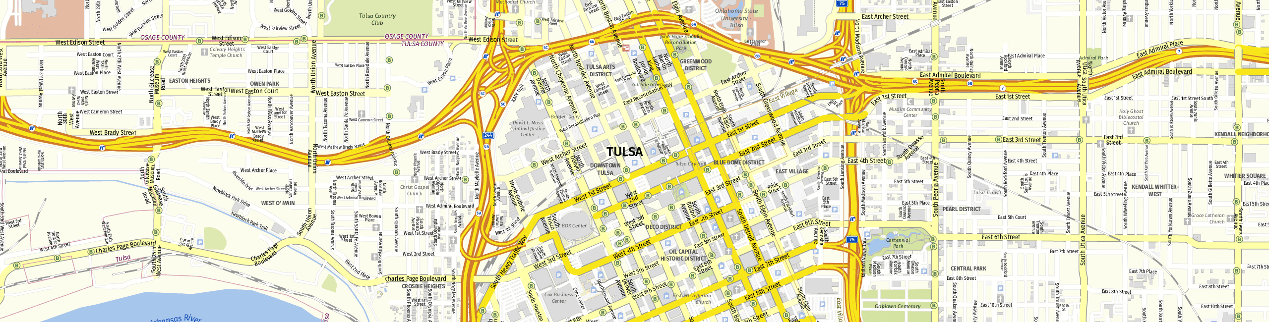 Stadtplan Tulsa zum Downloaden.